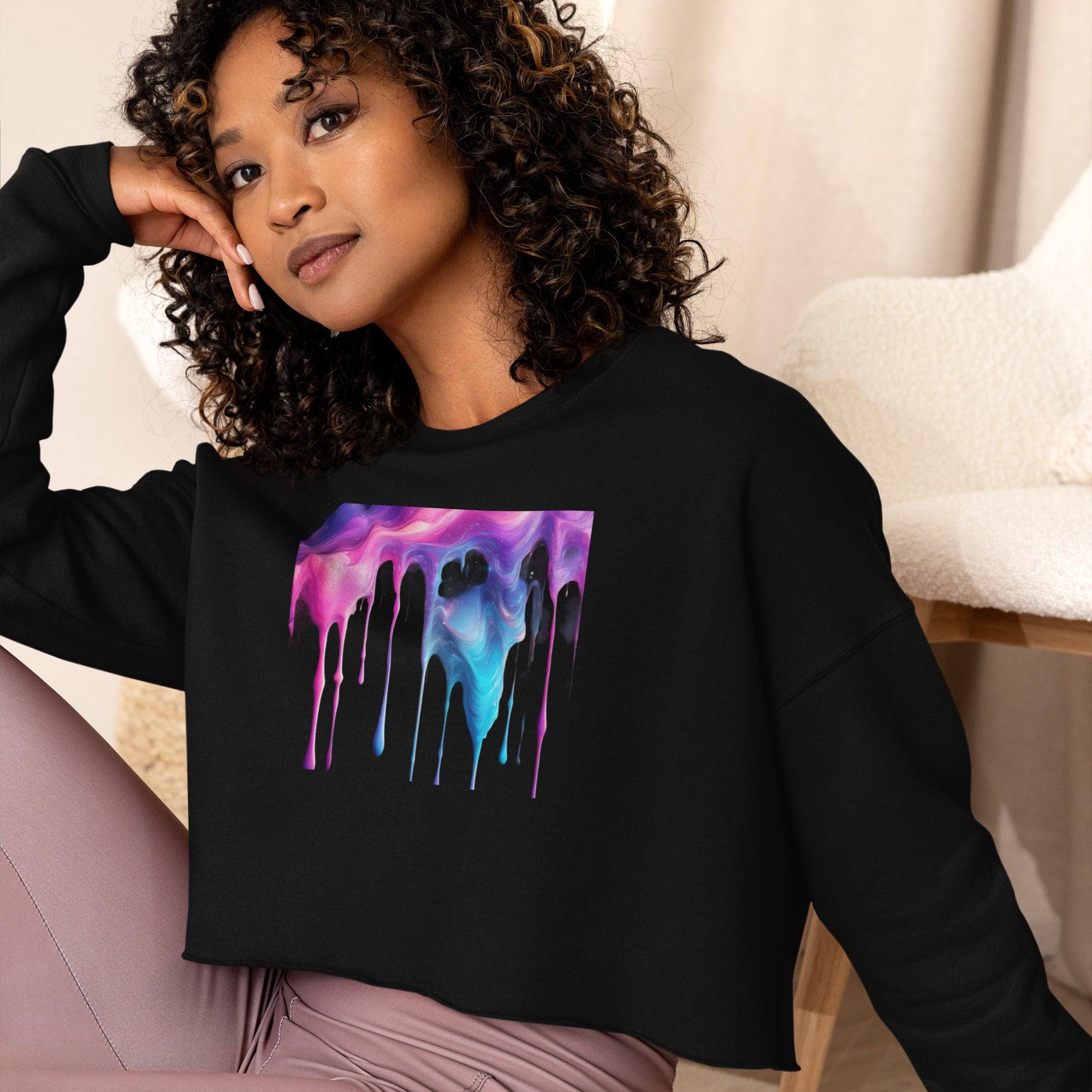 Galactic Drip Space-Inspired Crop Sweatshirt - Edge by CrisMo